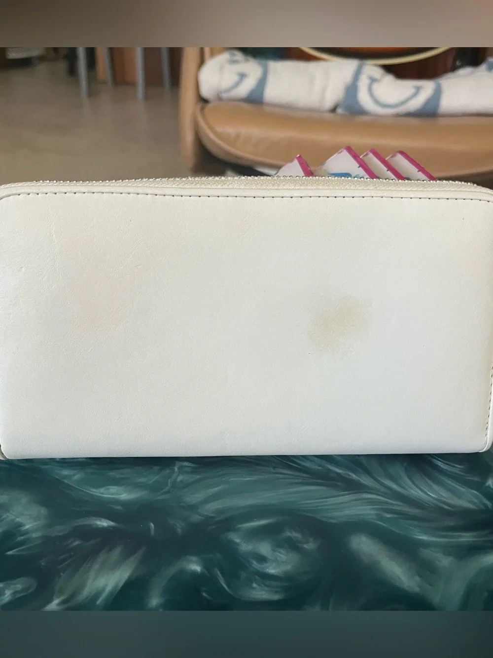 Ralph Lauren White Leather Women's Zip around wallet